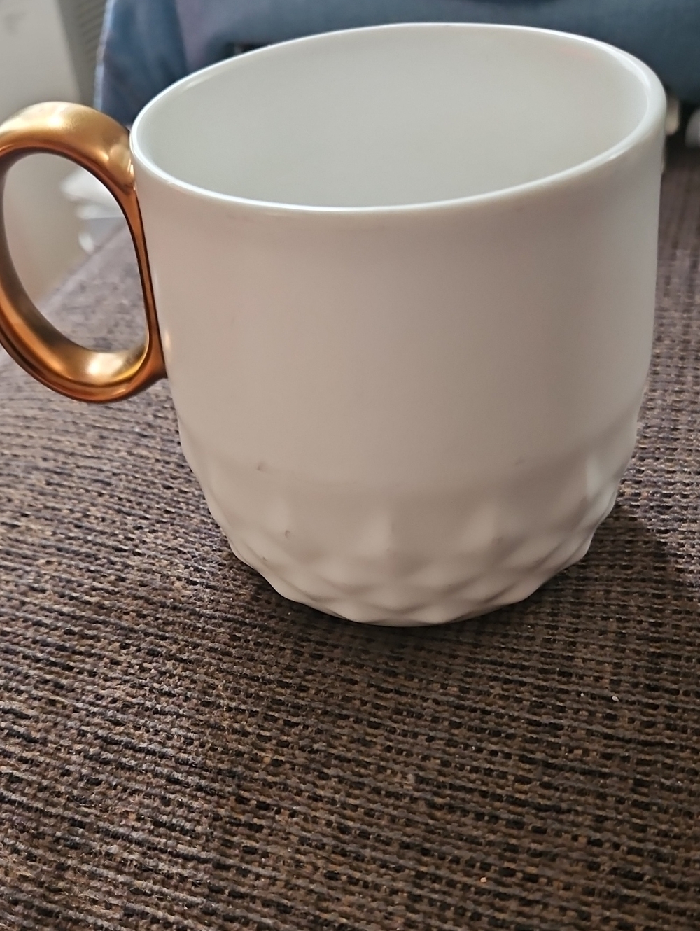 Starbucks 2013 White Textured Copper Handle Coffee Mug Tea Cup 12 oz